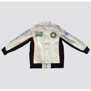 Nintendo Mario Kart Super Mario Brothers Men’s white racing canvas jacket NEW
